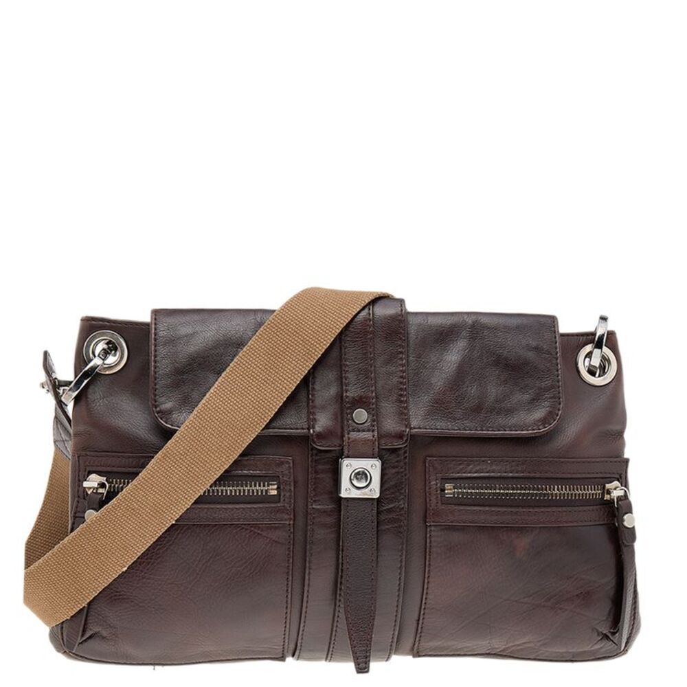 Lanvin Dark Brown Leather Flap Shoulder Bag - Picture 1 of 7